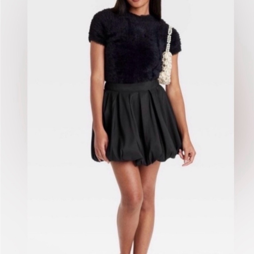 A New Day Pleated Bubble Mini Skirt